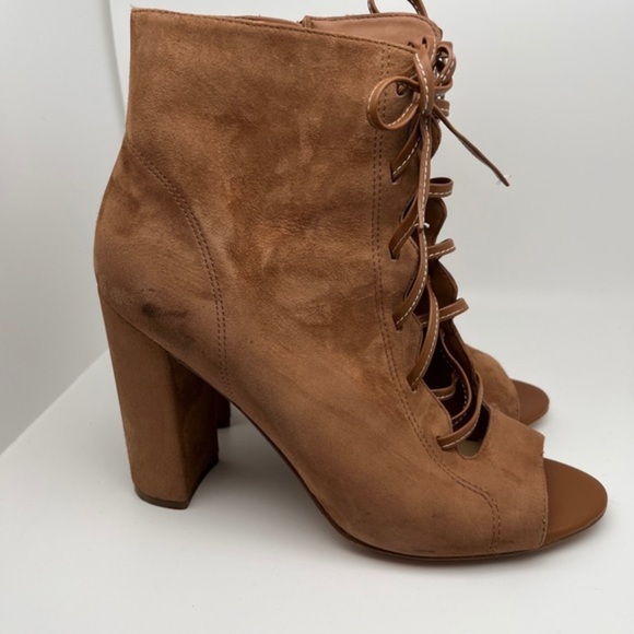 Sam Edelman Yvie Lace-up Saddle Leather Suede Tan Booties Women's Boots Size 8 - Picture 11 of 13